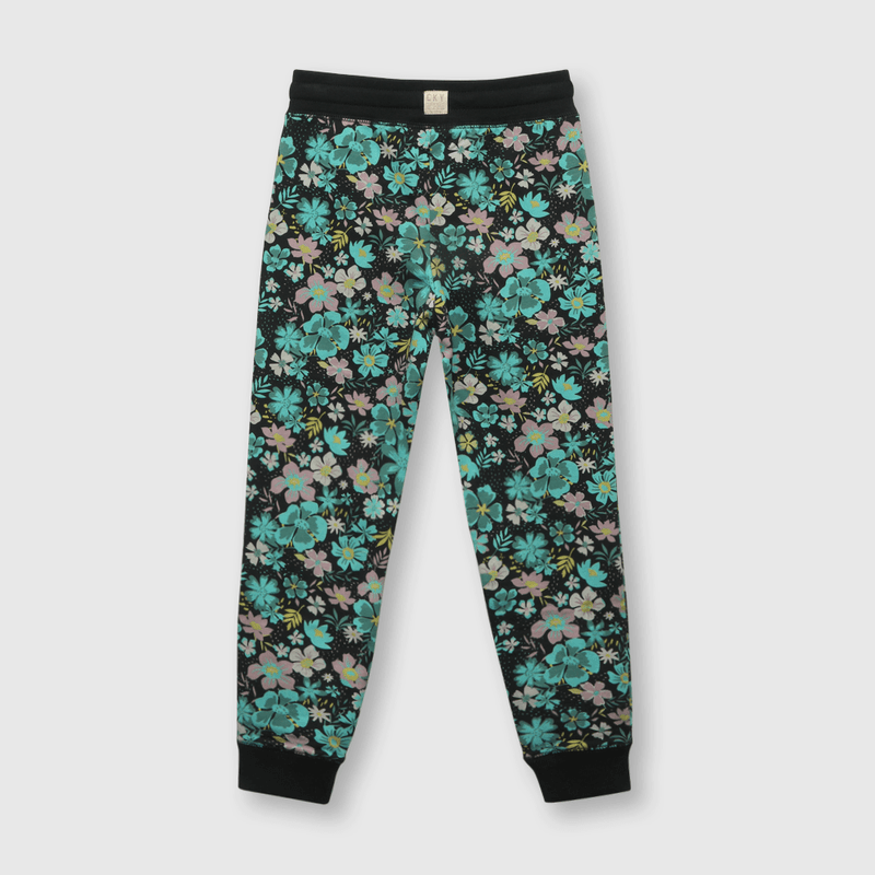 Pantalón de niña flores gris (2 a 12 años)