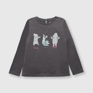 Polera de bebé niña perros gris (3 a 36 meses)