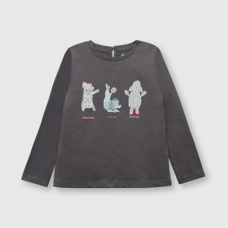 Polera de bebé niña perros gris (3 a 36 meses)