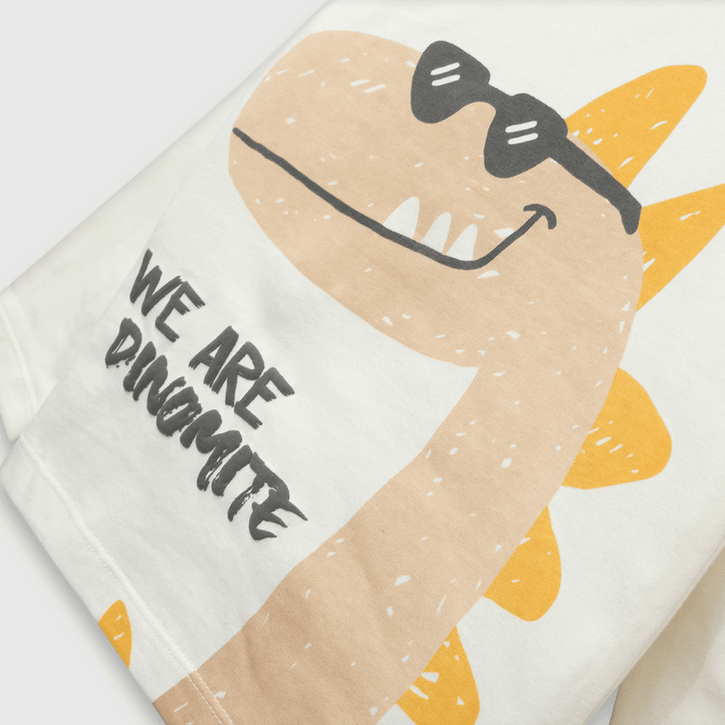 Polera de bebé niño dino blanco (3 a 36 meses)