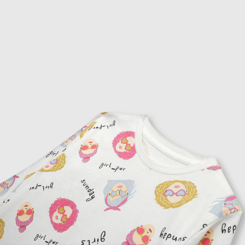 Polera de niña retratos blanco (2 a 12 años)