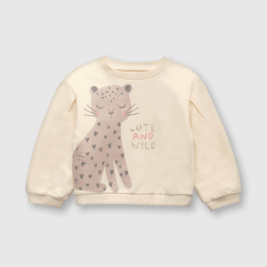 Polerón de bebé niña felino beige (3 a 36 meses)