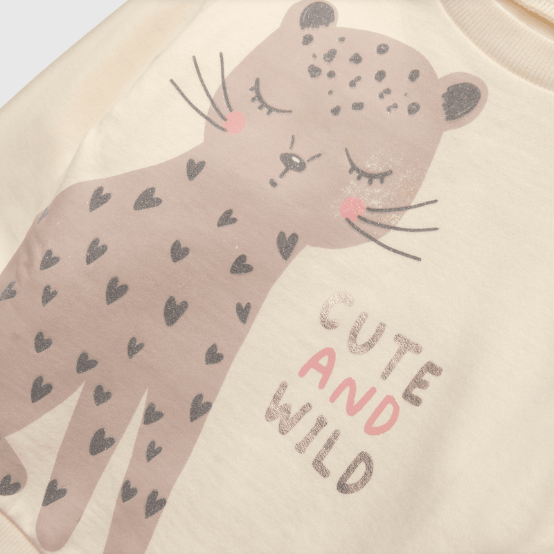 Polerón de bebé niña felino beige (3 a 36 meses)