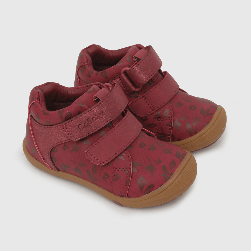 Botin para niña de niña estampado flores rojo (21 a 27)