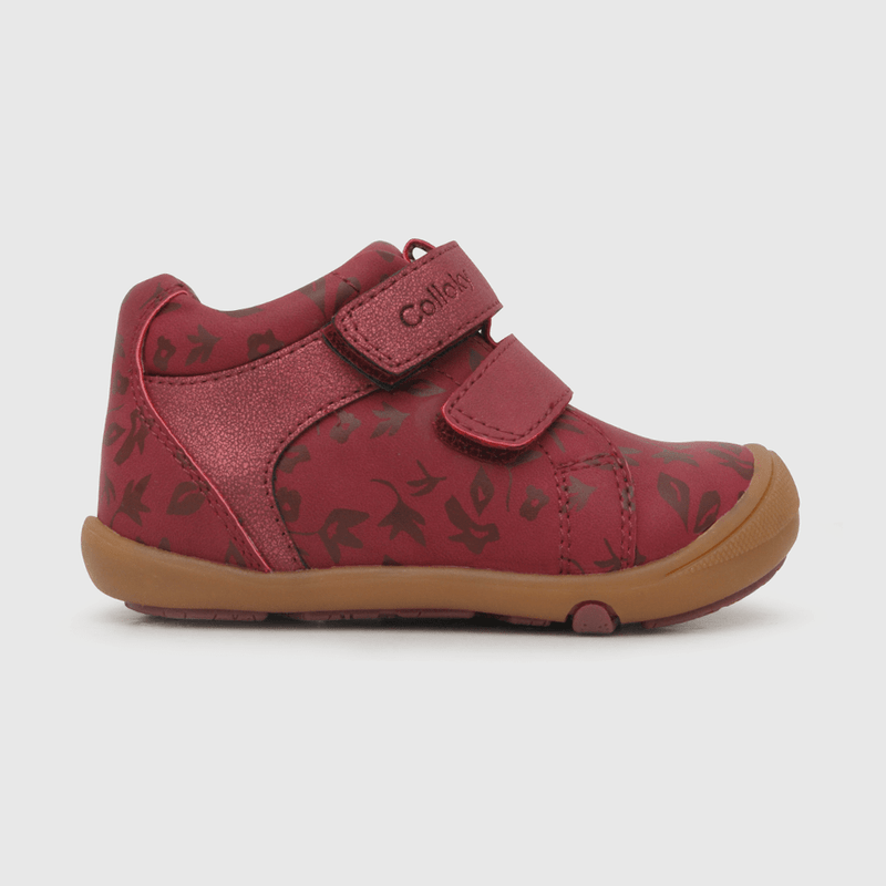 Botin para niña de niña estampado flores rojo (21 a 27)