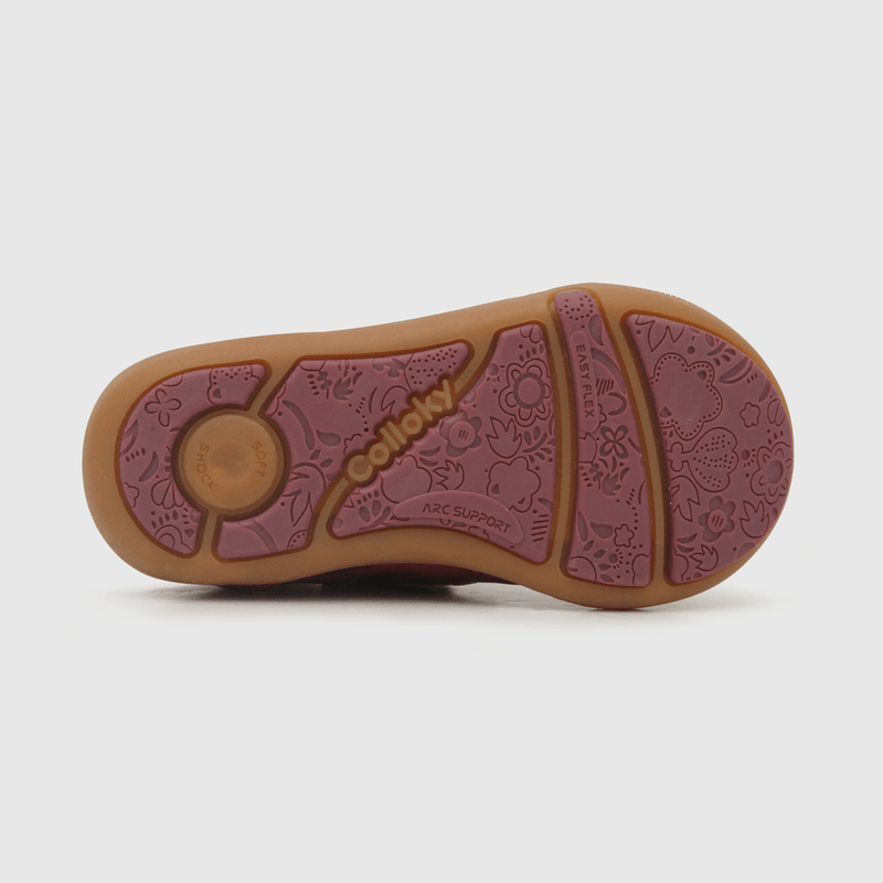 Botin para niña de niña estampado flores rojo (21 a 27)
