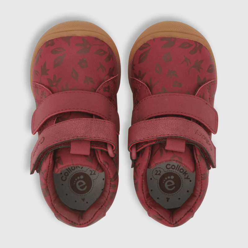 Botin para niña de niña estampado flores rojo (21 a 27)