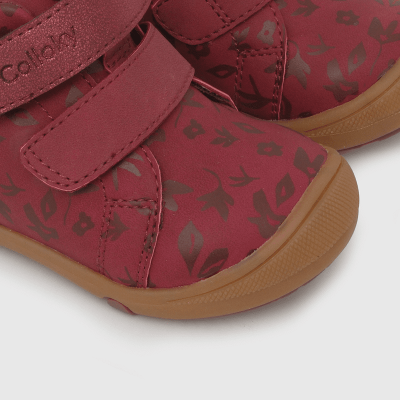 Botin para niña de niña estampado flores rojo (21 a 27)