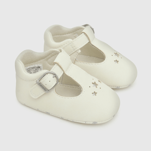 Reina para niña blanca niña con aplicación de estrella y hebilla de caña baja blanca (14 a 18)