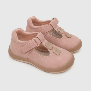 Reina para niña de niña velcro flores rosada (21 a 27)