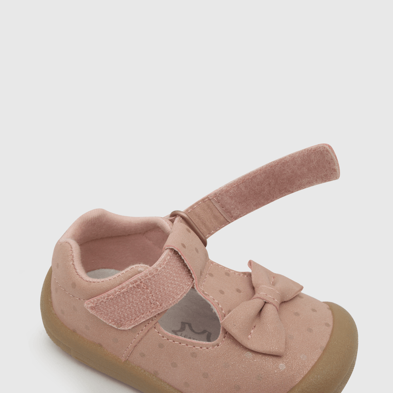 Reina para niña rosada niña con aplicación de estrellas, velcro largo y caña baja rosada (17 a 20)