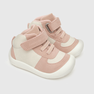 Zapatilla para niña blanca niña con toques de color, velcro elástico caña media blanca (17 a 20)
