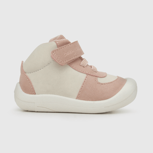 Zapatilla para niña blanca niña con toques de color, velcro elástico caña media blanca (17 a 20)