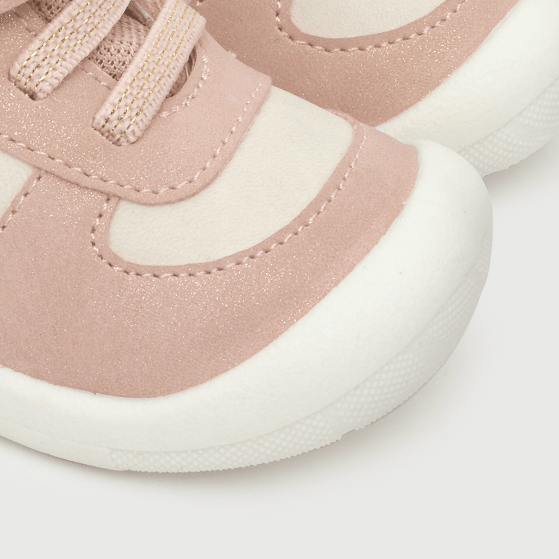 Zapatilla para niña blanca niña con toques de color, velcro elástico caña media blanca (17 a 20)