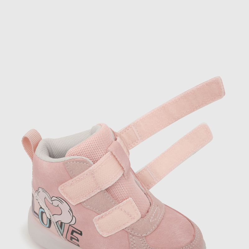 Zapatilla para niña de niña dos velcro luces minnie rosada (21 a 27)