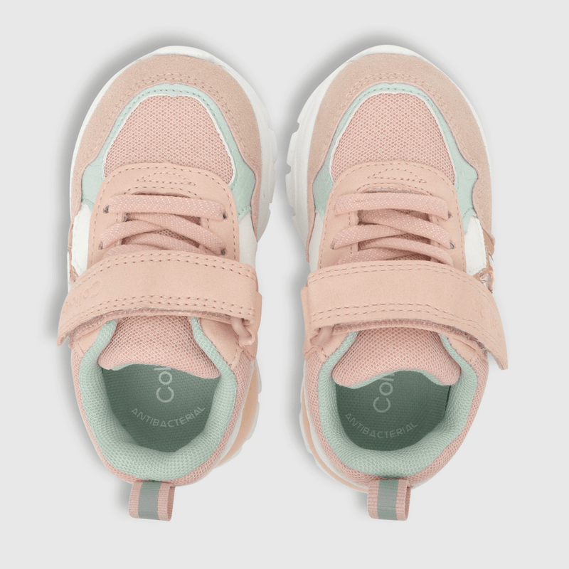 Zapatilla para niña de niña velcro elástico luces rosada (21 a 27)