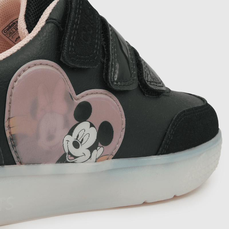 Zapatilla para niña luces de minnie tres velcros negra (28 a 36)