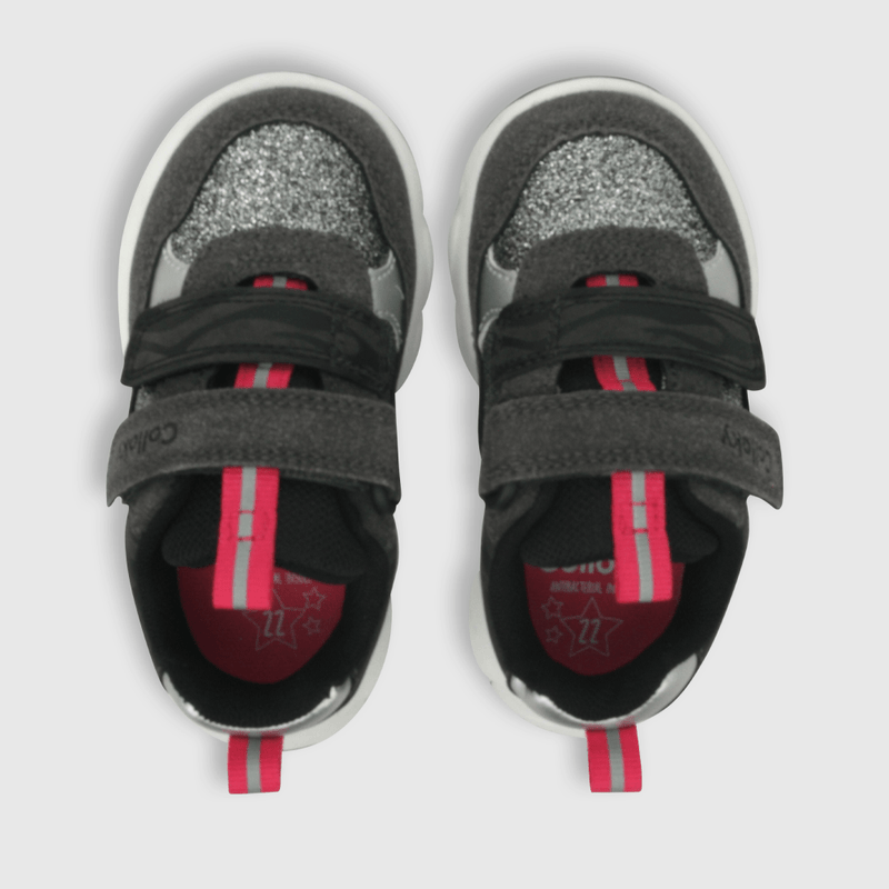 Zapatilla para niña niña 2 velcros chunky negra (21 a 27)