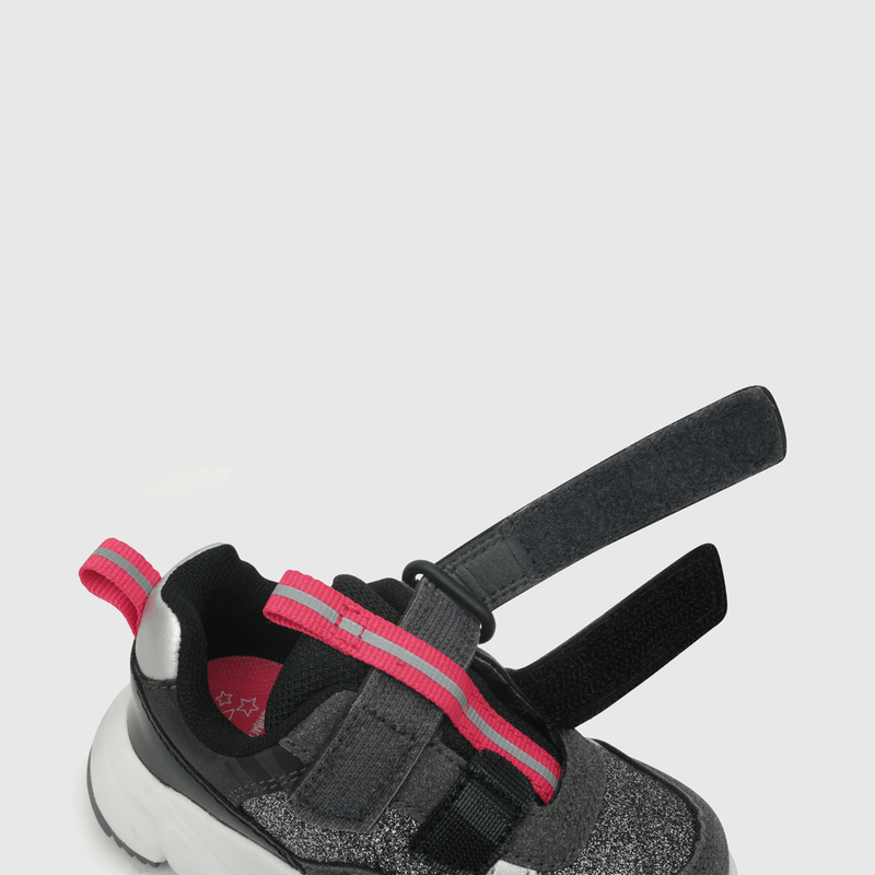 Zapatilla para niña niña 2 velcros chunky negra (21 a 27)