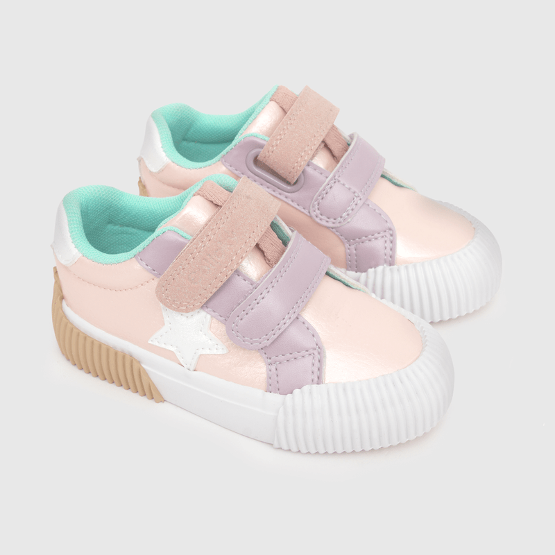 Zapatilla para niña niña 2 velcros glitter rosada (21 a 27)
