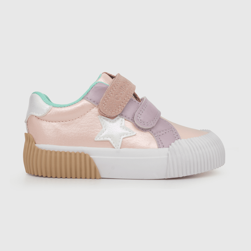 Zapatilla para niña niña 2 velcros glitter rosada (21 a 27)