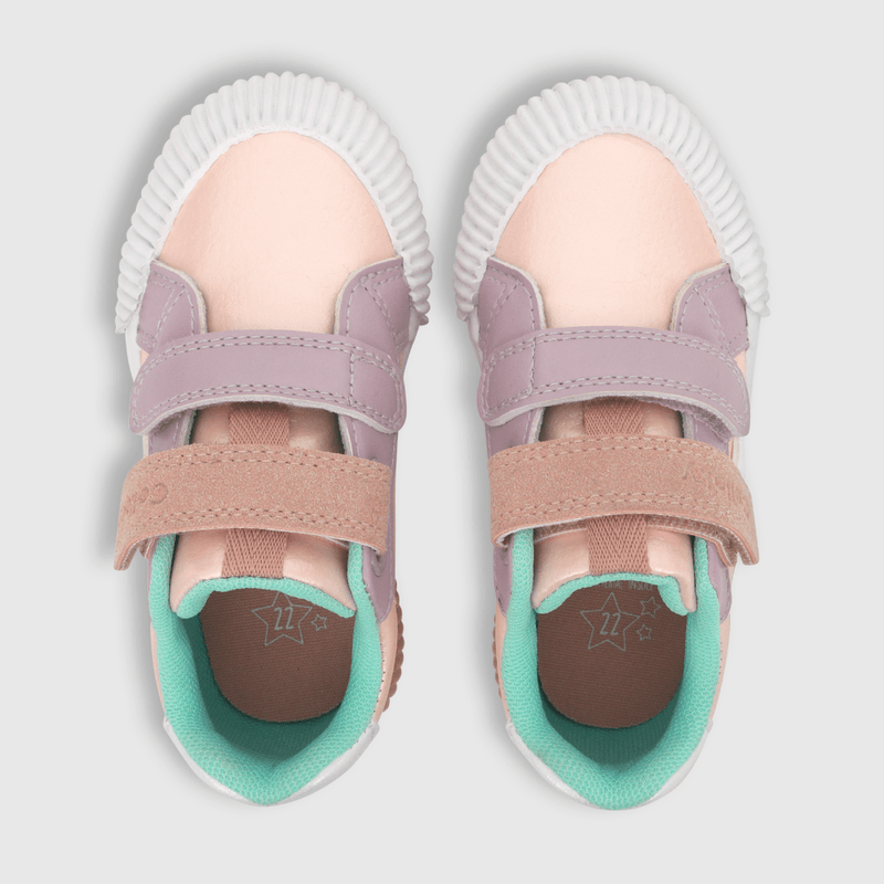 Zapatilla para niña niña 2 velcros glitter rosada (21 a 27)