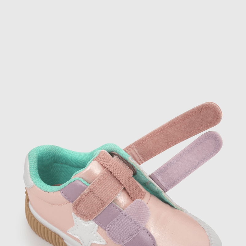 Zapatilla para niña niña 2 velcros glitter rosada (21 a 27)