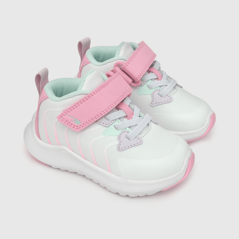 Zapatilla para niña niña velcro elástico basketball blanca (21 a 27)