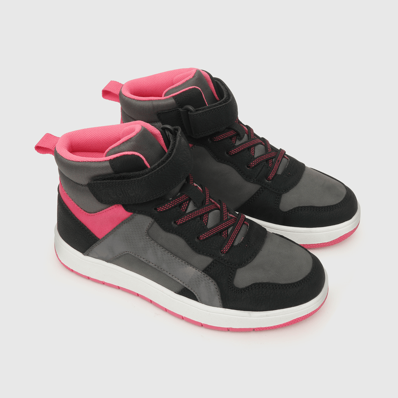 Zapatilla para niña niña velcro elástico retro negra (28 a 38)