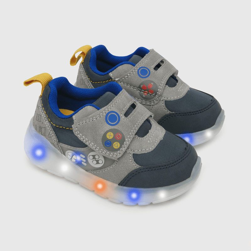 Zapatilla para niño de niño luces velcro caña baja gris (21 a 27)