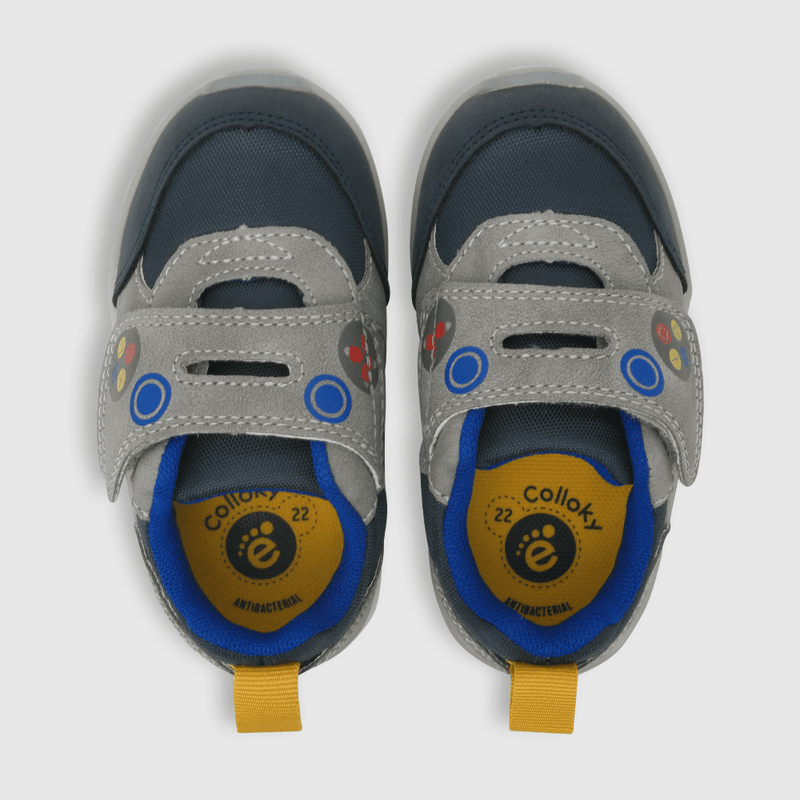 Zapatilla para niño de niño luces velcro caña baja gris (21 a 27)