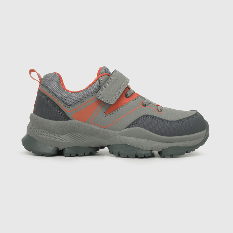 Zapatilla para niño de niño, velcro elástico, print lateral. gris (28 a 38)