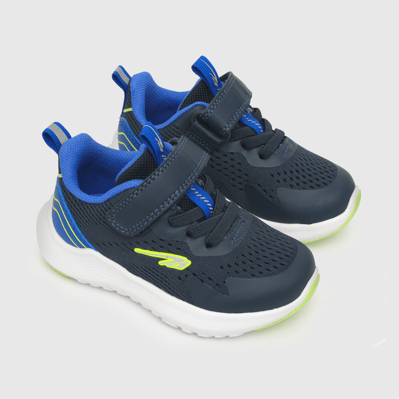 Zapatilla para niño deportiva de niño velcro elástico caña baja azul (21 a 27)
