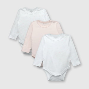 Body de bebé niña 3 pack de algodón rosado (0 a 24 meses)