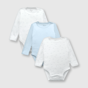 Body de bebé niño 3 pack de algodón celeste (0 a 24 meses)