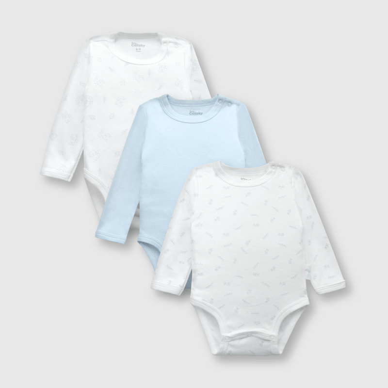 Body de bebé niño 3 pack de algodón celeste (0 a 24 meses)