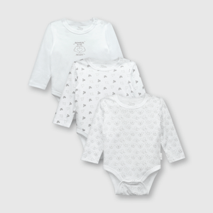 Body de bebé unisex 3 pack de algodón blanco (0 a 24 meses)