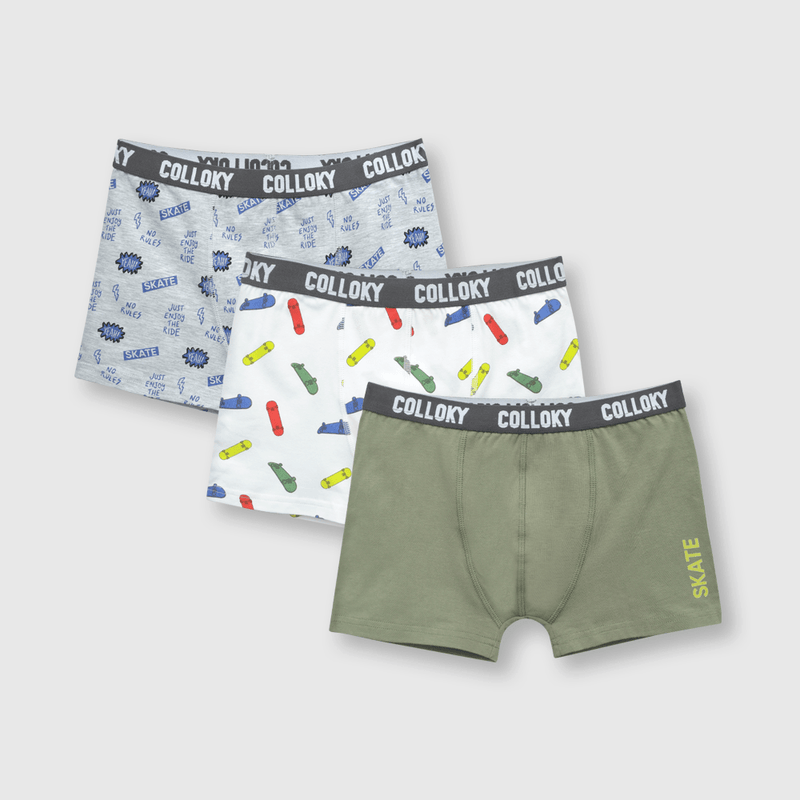Boxer de niño 3 pack estampado verde (2 a 12 años)