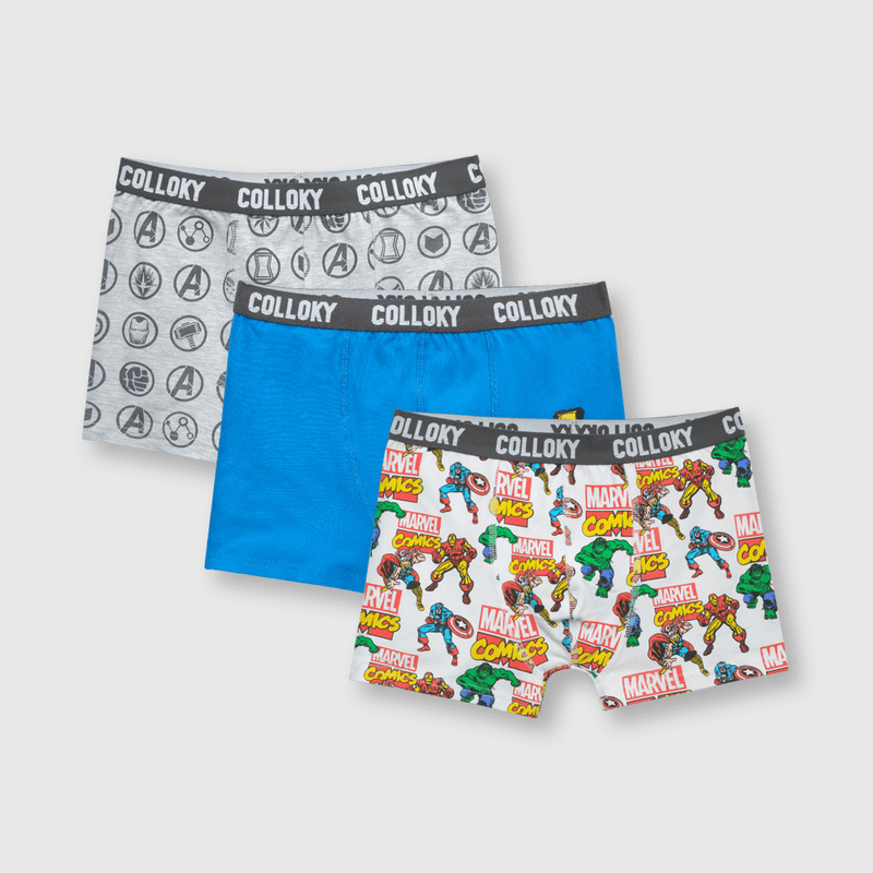 Boxer de niño 3 pack Marvel Comics gris (2 a 12 años)
