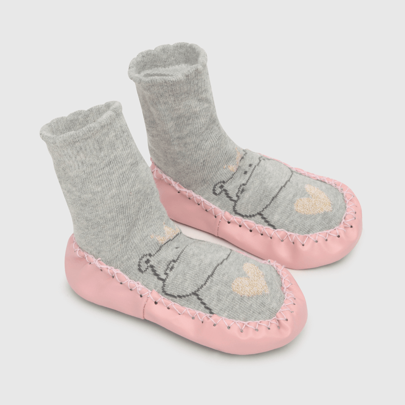 Calcetin de bebé niña antideslizante gris (14 a 25)