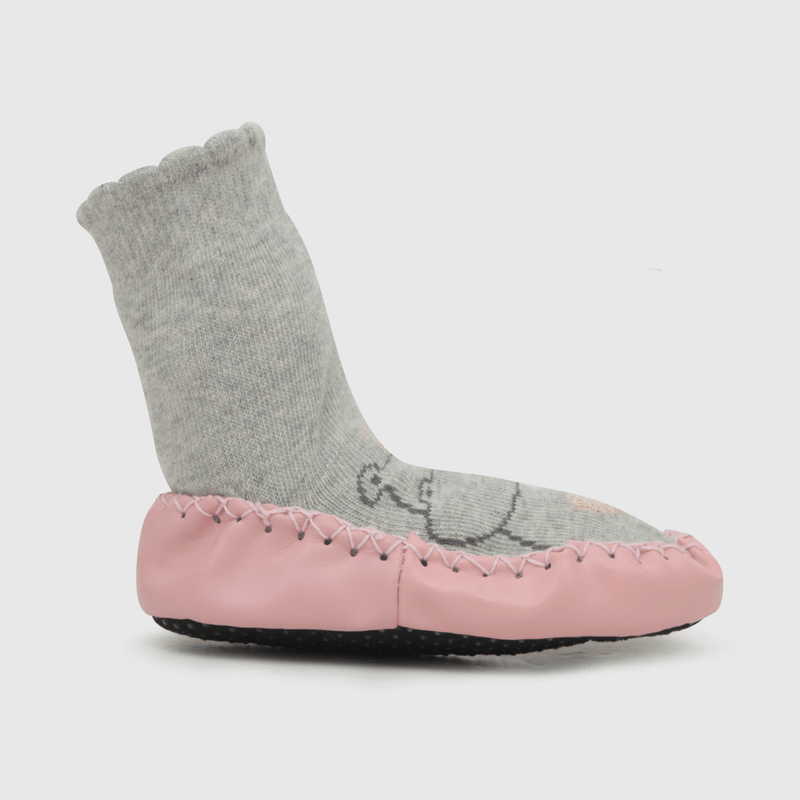 Calcetin de bebé niña antideslizante gris (14 a 25)