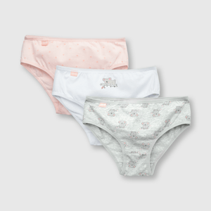 Calzón de niña 3 pack estampado gris (2 a 12 años)