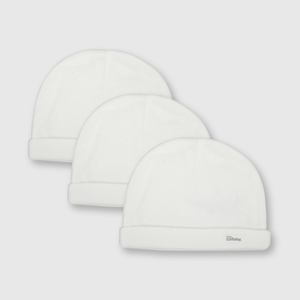 Gorro de bebé unisex 3 pack de algodón blanco (talla única)