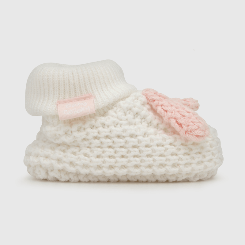 Pantufla para niña con aplicación de perro caña media blanca (talla única)