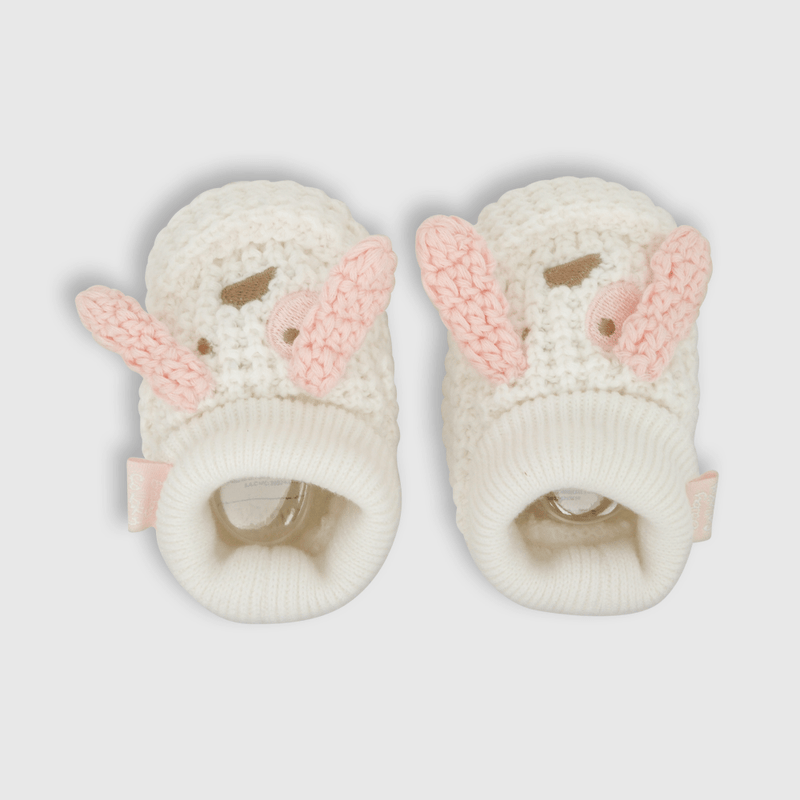 Pantufla para niña con aplicación de perro caña media blanca (talla única)