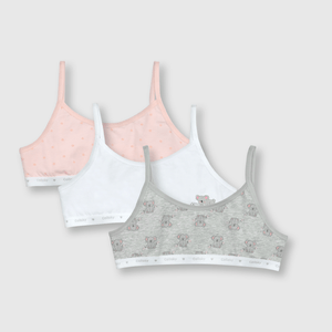 Peto de niña 3 pack estampado gris (8 a 12 años)