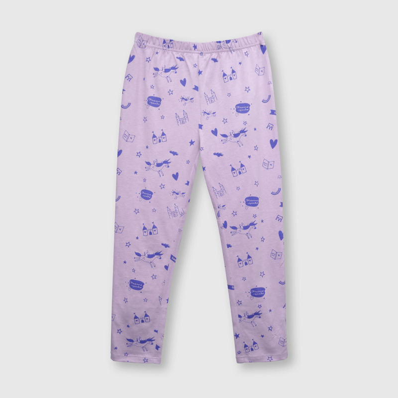 Pijama de niña de algodón morado (2 a 12 años)