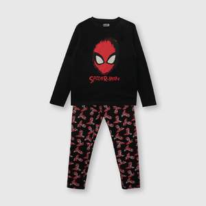 Pijama de niño de algodón Spiderman negro (2 a 12 años)