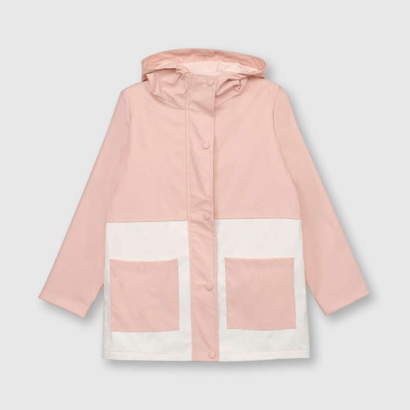Chaqueta de niña engomada rosado (2 a 12 años)