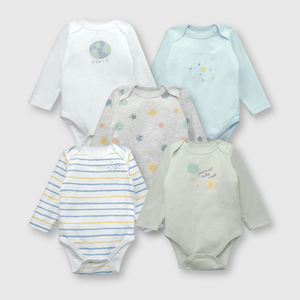 Pack bodies de bebé niño 5 pack body ludicos gris (0 a 24 meses)